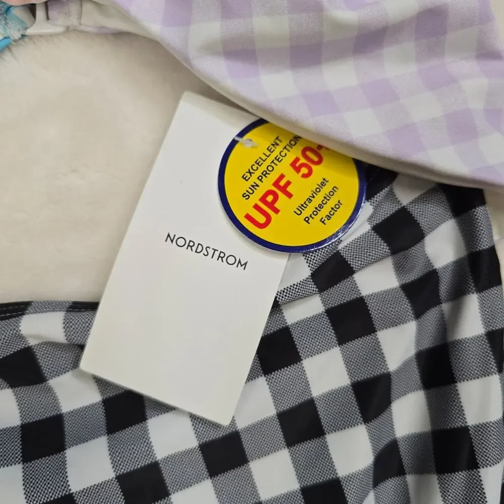 Nordstrom Gingham Print Cutout One-Piece Swimsuit size 12 Youth NWT